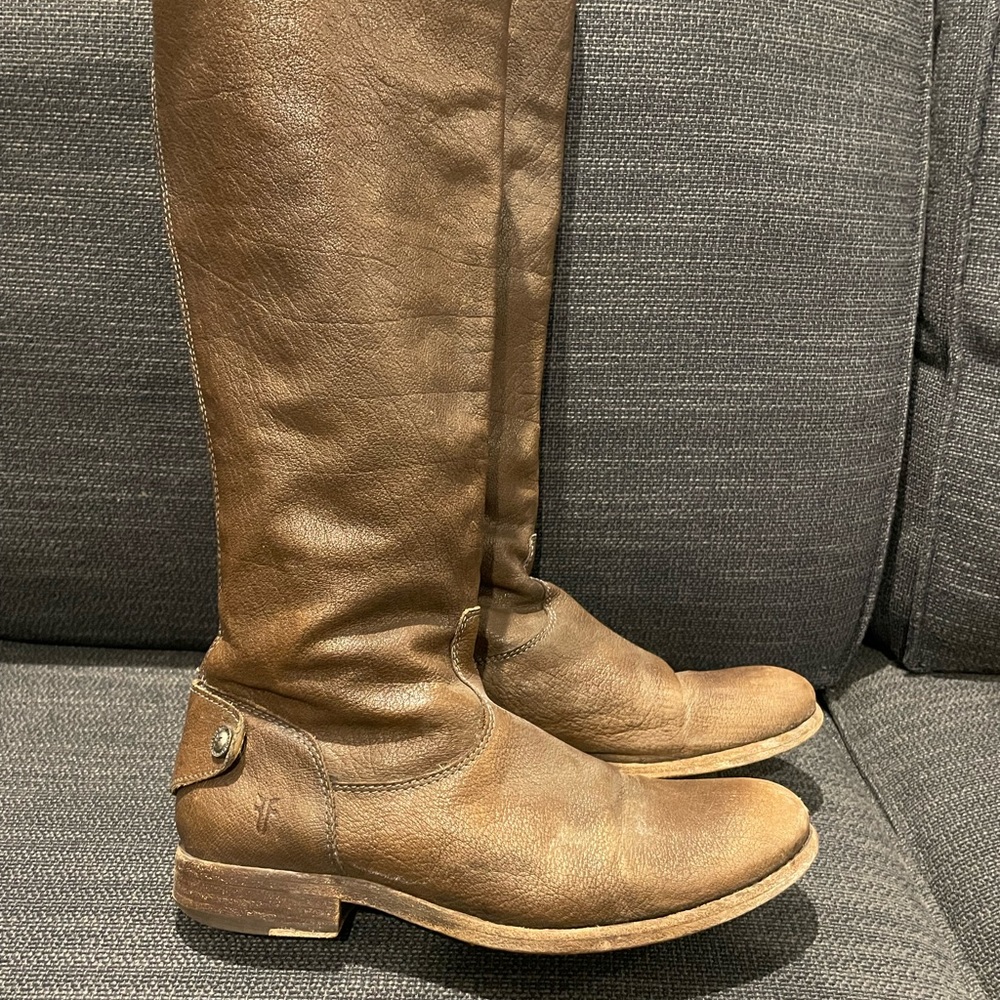 Frye Melissa Button Back Zip - Medium Brown/ Gray… - image 5